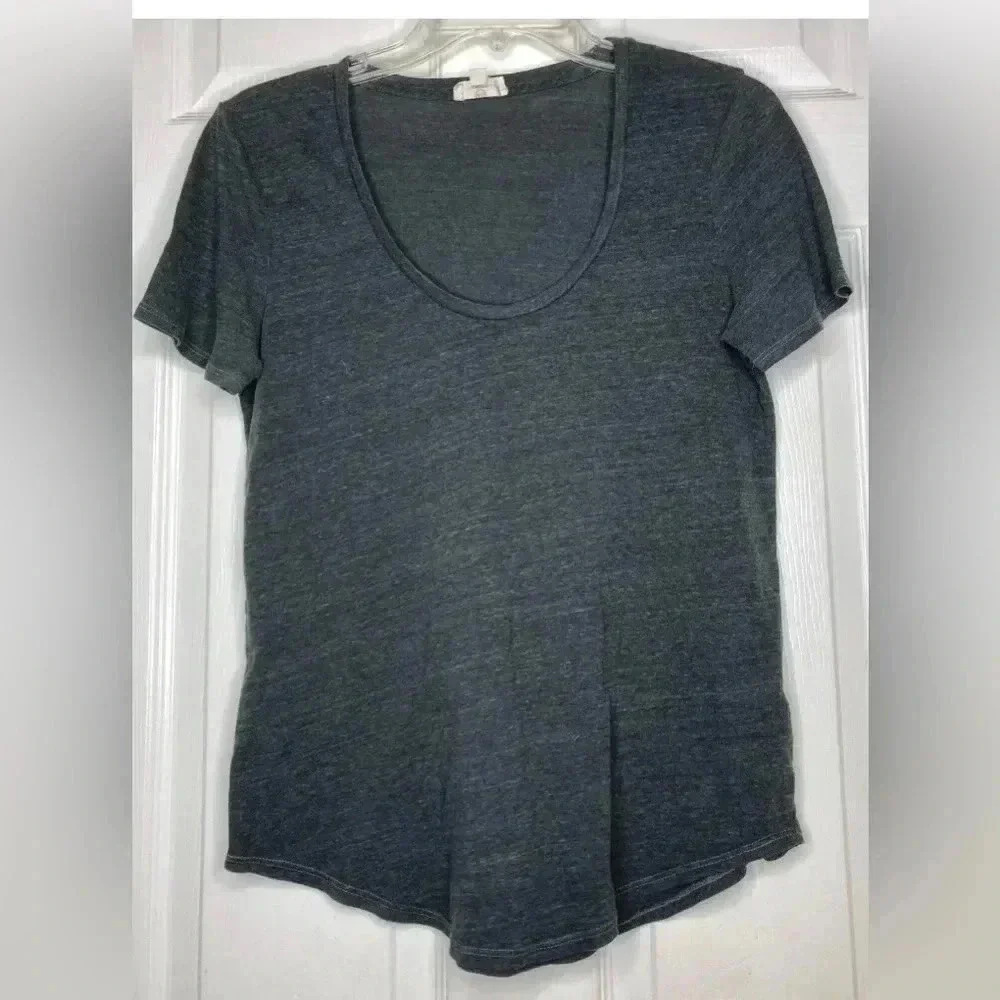 Woman AG ADRIANO GOLDSCHMIED Gray Scoop Neck S/s T-shirt Top Sz Small USA